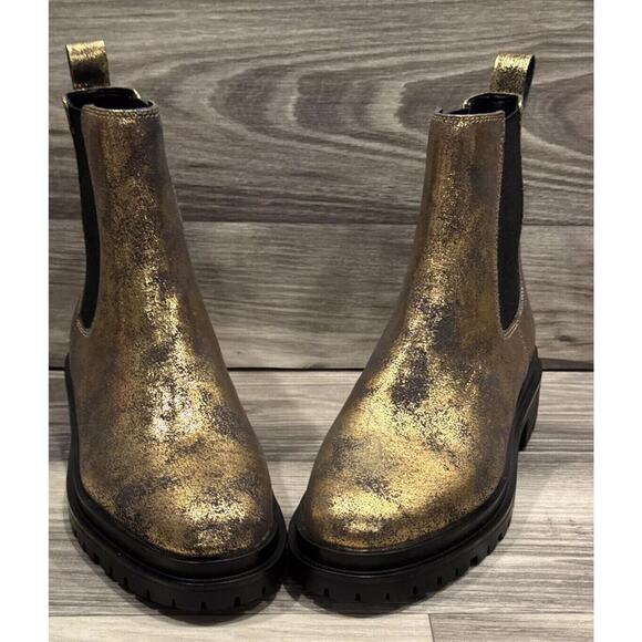 Lauren Ralph Lauren Corinne Leather Chelsea Boots Pull On Black Bronze Size 6B - Picture 3 of 16